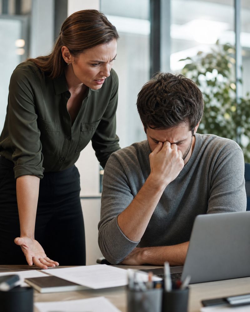 Gespräch zwischen Führungskraft und Mitarbeitendem im Rahmen des Konfliktmanagements.